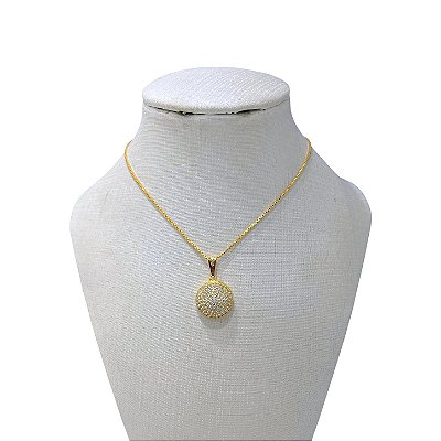 Colar Folheado Ouro 18k Bolinhas Cravejada