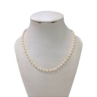 Colar Folheado Ouro 18k Bolinhas Pérolas
