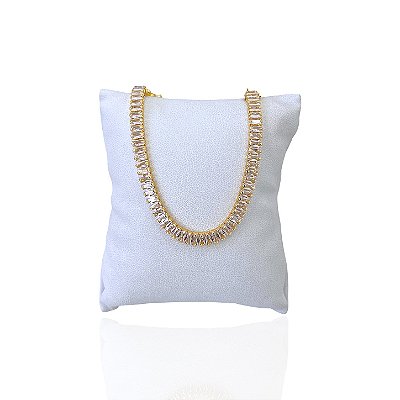 Pulseira Folheada Ouro 18k e Prata 925 Riviera Cravejada
