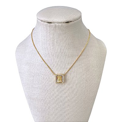 Colar Folheado Ouro 18k Nossa Senhora Cravejada