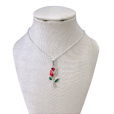 Colar Folheado Prata 925 Flor Resinada Strass