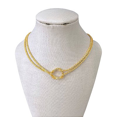 Choker Folheada Ouro 18k e Prata 925 Nó Trabalhada