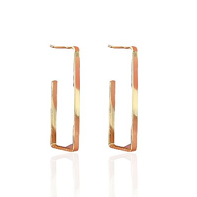 Brinco Folheado Ouro 18k Argola Quadrada