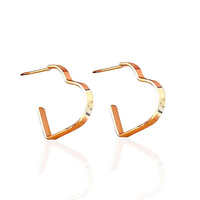 Brinco Folheado Ouro 18k Argola Coração