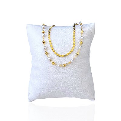 Pulseira Folheada Ouro 18k Dupla Bolinhas Pérolas