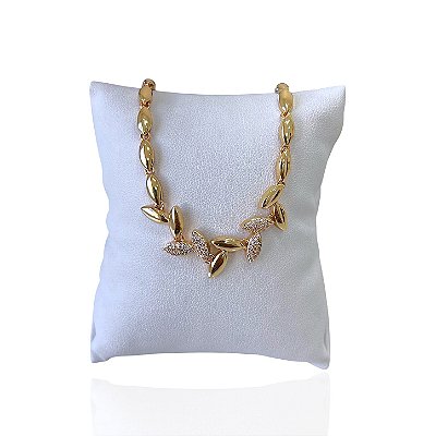 Pulseira Folheada Ouro 18k e Prata 925 Ramo Cravejado