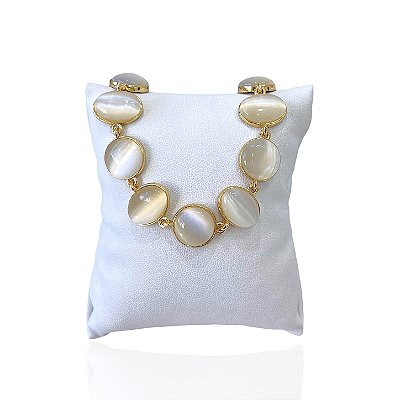 Pulseira Folheada Ouro 18k Redondo e Oval Pedraria