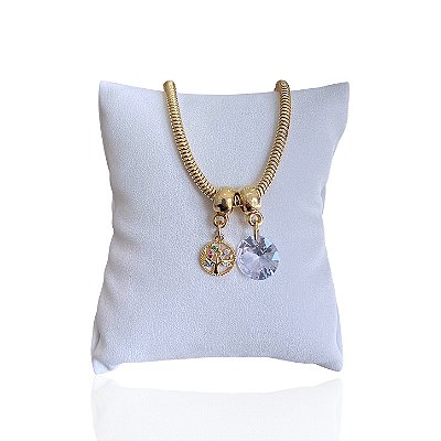 Pulseira Folheada Ouro 18k Malha Árvore da Vida Ponto de Luz