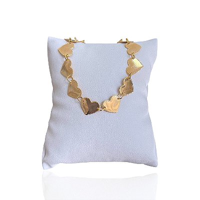 Pulseira Folheada Ouro 18k Corações Chapeado