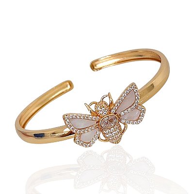 Bracelete Folheado Ouro 18k e Prata 925 Inspired Vespa Cravejada