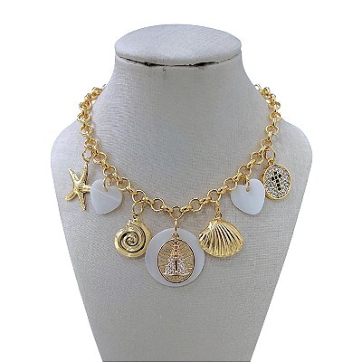 Colar Folheado Ouro 18k Correntaria Nossa Senhora Mandala Sereismo