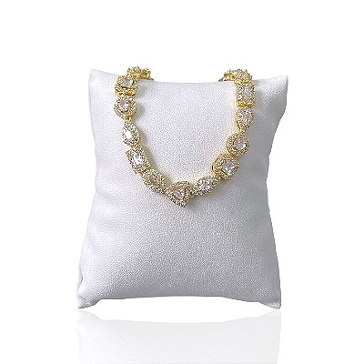 Pulseira Folheada Ouro 18k Riviera Formatos Cravejado
