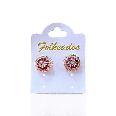 Brinco Folheado Ouro 18k e Prata 925 Mandala Cravejada
