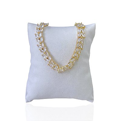 Pulseira Folheada Ouro 18k e Prata 925 Escama Pedraria