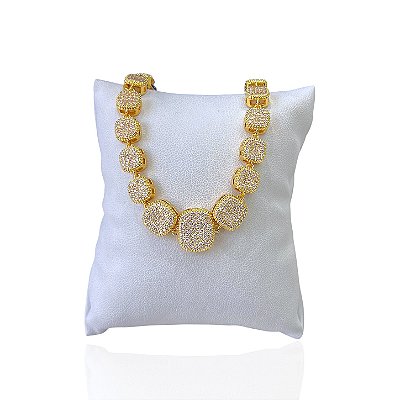 Pulseira Folheada Ouro 18k e Prata 925 Inspired Quadrado Cravejado