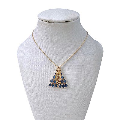 Colar Folheado Ouro 18k e Prata 925 Nossa Senhora Cravejada