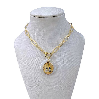 Colar Folheado Ouro 18k Nossa Senhora Cravejada