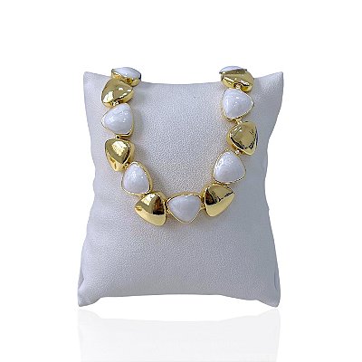 Pulseira Folheada Ouro 18k e Prata 925 Losango Pedraria