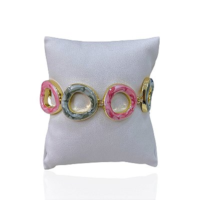 Pulseira Folheada Ouro 18k e Prata 925 Orgânico Pedraria