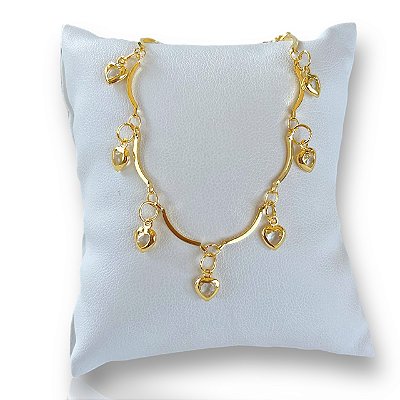 Pulseira Folheada Ouro 18k Corações