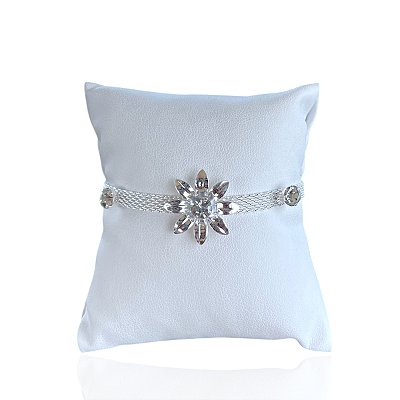 Pulseira Folheada Prata 925 Malha Flor