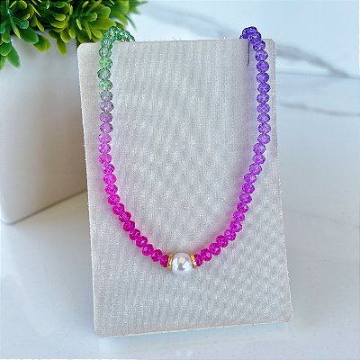 Choker Cristais Bijuteria Pérola