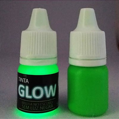 Kit 2 Cores + Primer + Verniz. Tinta Glow Corion 5ml. Neon Brilha no Escuro Luminescente
