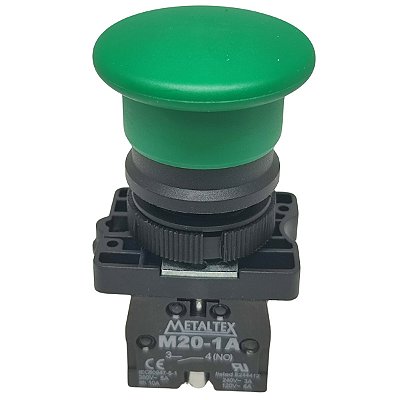 P20AMR-G-1A PULSADOR COGUMELO 22MM PLÁSTICO 1NA VERDE I23267 METALTEX