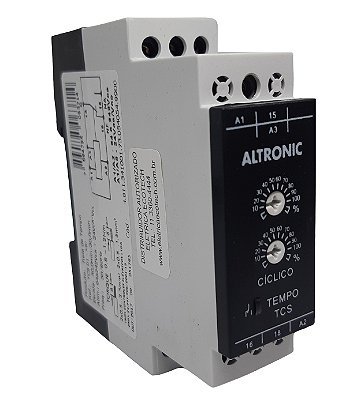 TCS01-MC RELÉ DE TEMPO ELETRÔNICO 94 À 242VCA + 24VCA/CC 30MIN/30MIN ALTRONIC