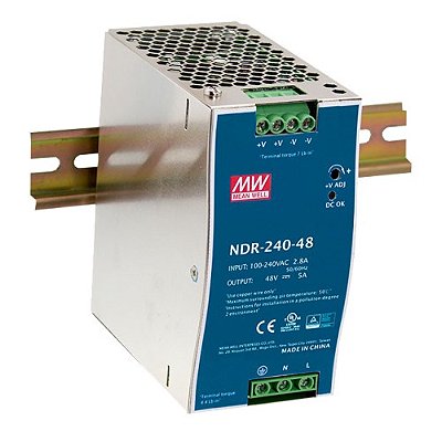 NDR-240-24 FONTE CHAVEADA PARA TRILHO DIN 90/264VCA SAÍDA 24VCC-10A I21928 METALTEX