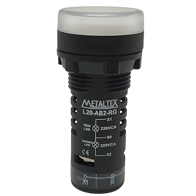 L20-AB2-RG SINALEIRO 22MM LED BICOLOR VERMELHO/VERDE 220VCA I26014 METALTEX