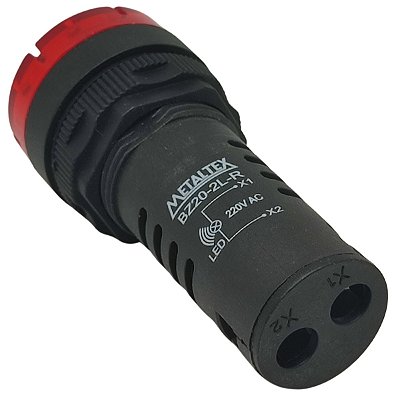 BZ20-2L-R SINALIZADOR 22MM SONORO LED 220VCA VERMELHO I11235 METALTEX