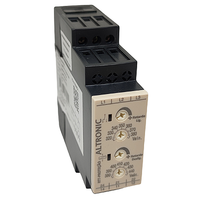 RTT 21-23-25-27MM 380VCA RELÉ DE TENSÃO TRIFÁSICA COM RETARDO ALTRONIC