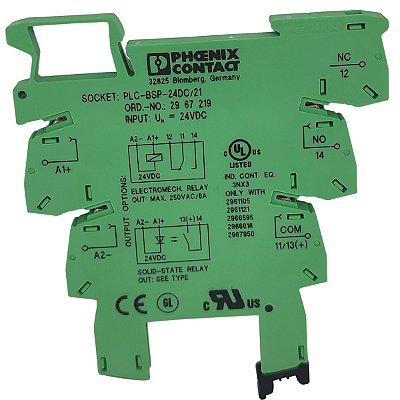 PLC-BSP- 24DC/21 BASE DO RELÉ CONEXÃO COM MOLA DE TRAÇÃO 2967219 PHOENIX CONTACT