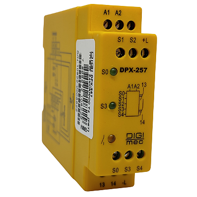 DPX-257 RELÉ DE SEGURANÇA PARA PARADA DE EMERGÊNCIA 24VCA/VCC T4 DIGIMEC