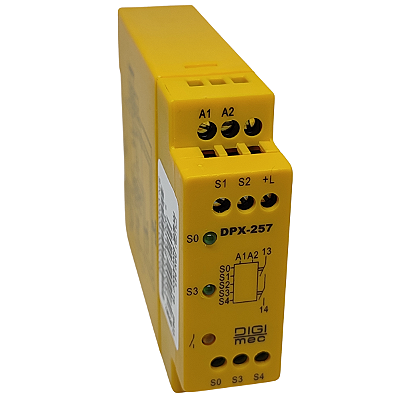 DPX-257 RELÉ DE SEGURANÇA PARA PARADA DE EMERGÊNCIA 24VCA/VCC T2 DIGIMEC