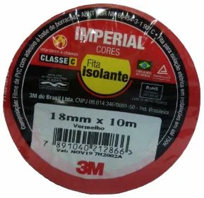 FITA ISOLANTE IMPERIAL 18MM X 10M VERMELHA 87556 3M