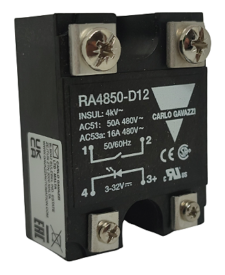 RA4850-D12 RELÉ ESTADO SÓLIDO 50/60Hz 480V CARLO GAVAZZI