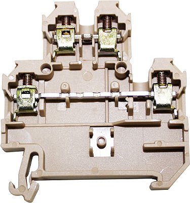 MDB4-4/2 CONECTOR DE PASSAGEM DUPLO 4MM PARA TRILHOS TS32 E TS35 BEGE I14537 METALTEX