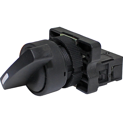 P20SLR3-B-1A CHAVE SELETORA PLÁSTICA KNOB LONGO 2 POSIÇÕES COM RETORNO 90 GRAUS 1NA I23849 METALTEX