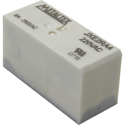 JXE2RA4 RELÉ MINIATURA DE POTÊNCIA 2REV 8A TENSÃO DE BOBINA 220VCA TERMINAIS PARA PCI METALTEX