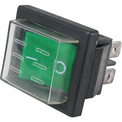 RS-201-1C-G 220V CHAVE 2 POSIÇÕES ILUMINADA COM CAPA DE SILICONE VERDE 220V I06835 METALTEX