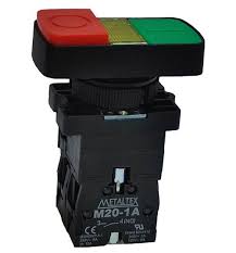 P20IDL-Y7-1C BOTÃO DUPLO ILUMINADO 22MM PLÁSTICO VERD/VERM 24V 1NA+1NF I24000 METALTEX