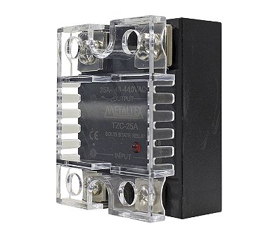 TZC-25A RELÉ DE SÓLIDO MONOFÁSICO 1NA, 25A 4 À 32VCC 48 À 440 VCA I08564 METALTEX