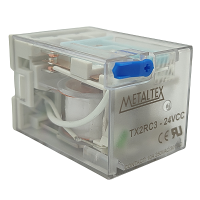 TX2RC3 RELÉ INDUSTRIAL 2REV 10A BOBINA DE 24VCC I27863 METALTEX