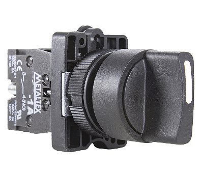 P20SCR4-B-1C CHAVE SELETORA PLÁSTICA KNOB CURTO 3 POSIÇÕES FIXAS 45º 1NA+1NF P14937 METALTEX
