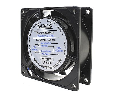8025ABHBL VENTILADOR 80X80X25MM 110/220VCA ROLAMENTO 2800RPM I20612 METALTEX