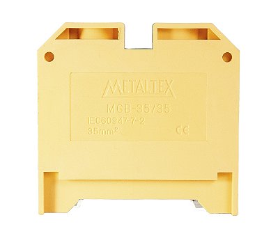 MGB35/35 CONECTOR TERRA 35MM COM CAPA PARA TRILHOS TS35 E TS35 VERDE/AMARELO I12182 METALTEX