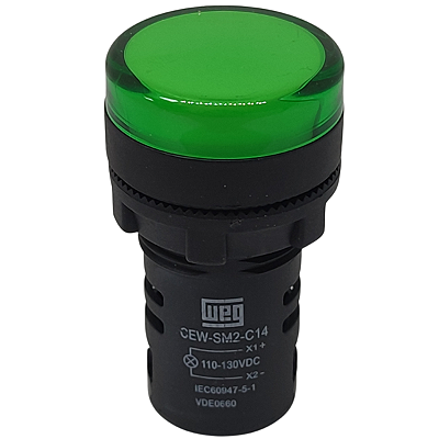 CEW-SM2-C40 SINALEIRO MONOBLOCO VERDE 22MM DE RESINA TERMOPLÁSTICA 130VCC 10046546 WEG