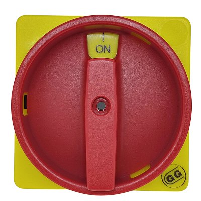 010/0001 MOLDURA COM MANOPLA 3 POSIÇÕES PARA SECCIONADORA 67X67 VERMELHA E AMARELA GIOVENZANA